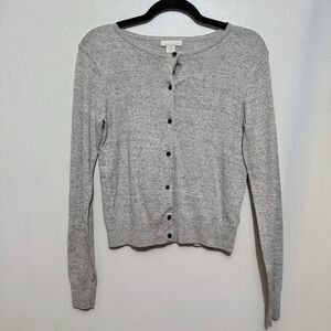 H&M Women’s Small Heather Gray Classic Cardigan Sweater Preppy Coastal Academic
